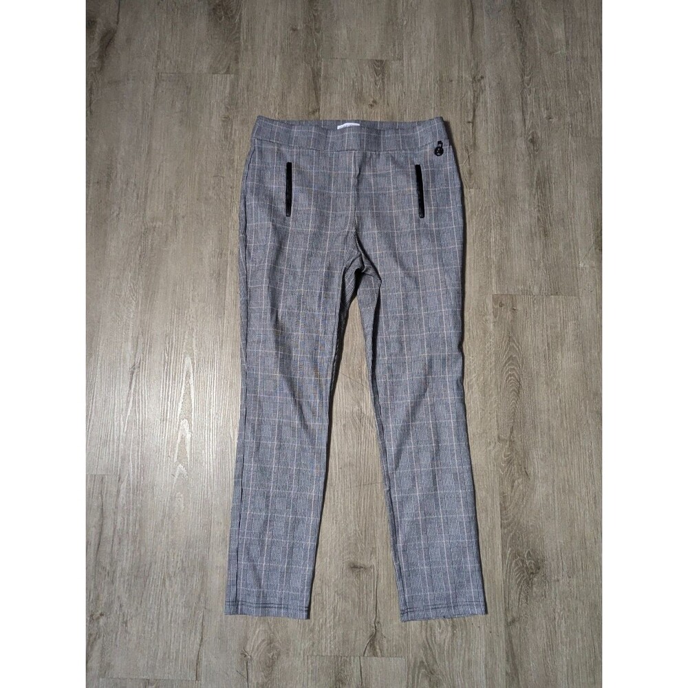 Calvin Klein Pants Womens Size 14 Gray with Pink Plaid Tapered Leg